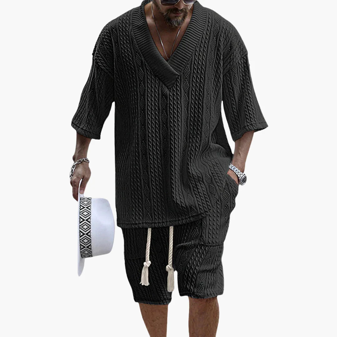 Airy Two-Piece Summer Set with Shirt and Shorts for Men