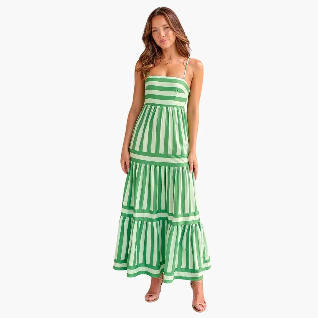 Bavane | Maxi Dress for Women - Striped Summer Dress with Straps