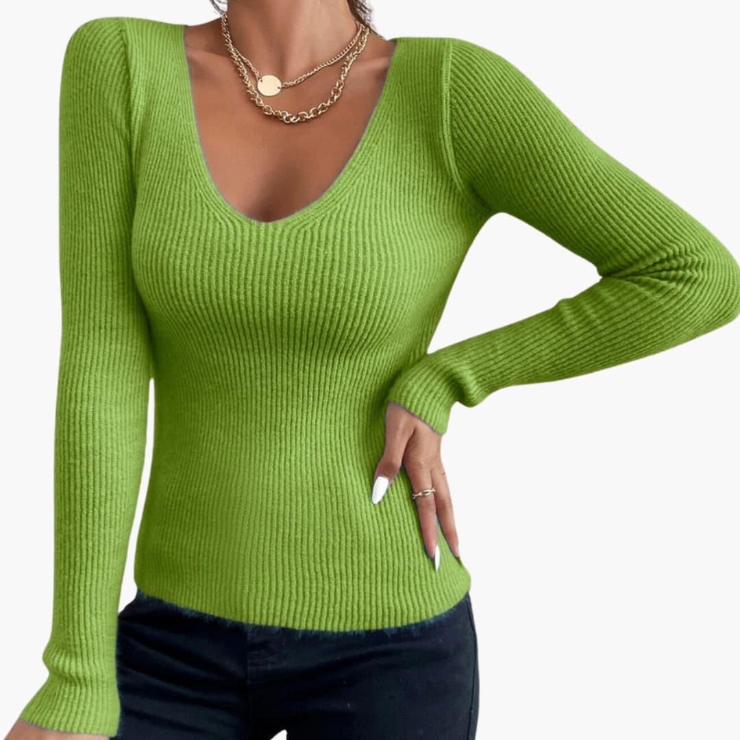 Bavane | Women's Sweater with V-Neck and Long Sleeves