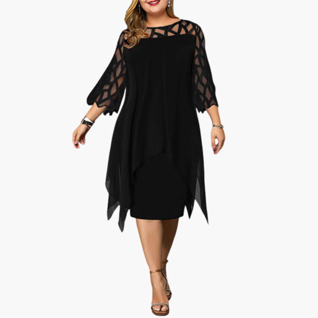 Light Women's Evening Dress - Midi Dress with Cut-Out Sleeves