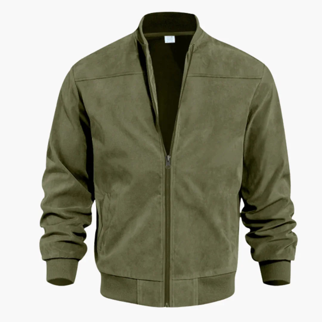 Men's Bomber Jacket with Zipper and Side Pockets