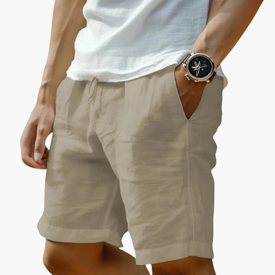 Men's Summer Shorts with Elastic Waistband and Drawstring Closure