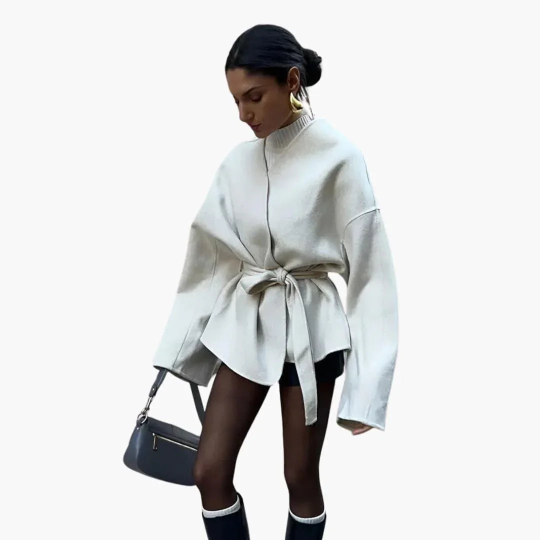 Long Women's Cardigan  Cozy Knit Jacket with Sleeves