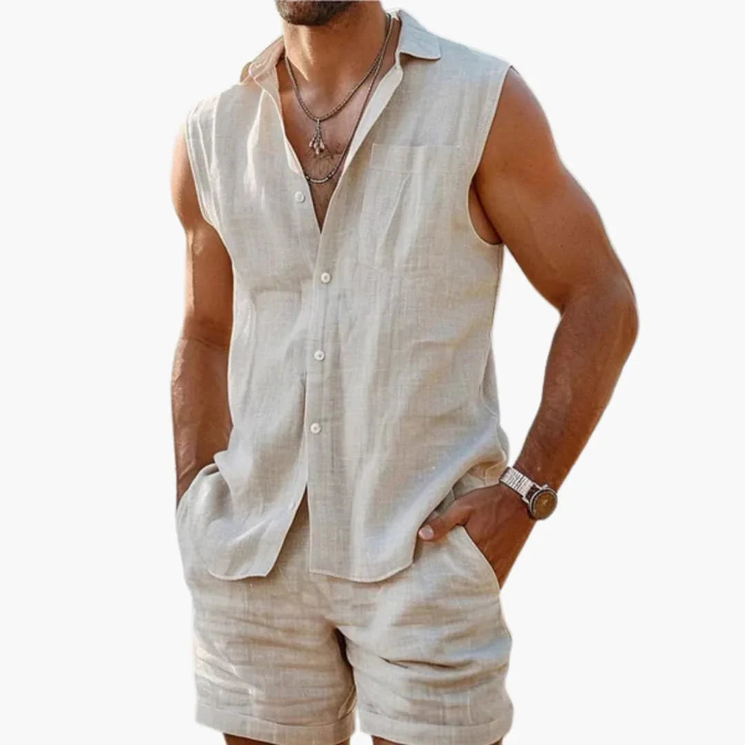Bavane | Men's Set with Sleeveless Shirt and Shorts for Summer