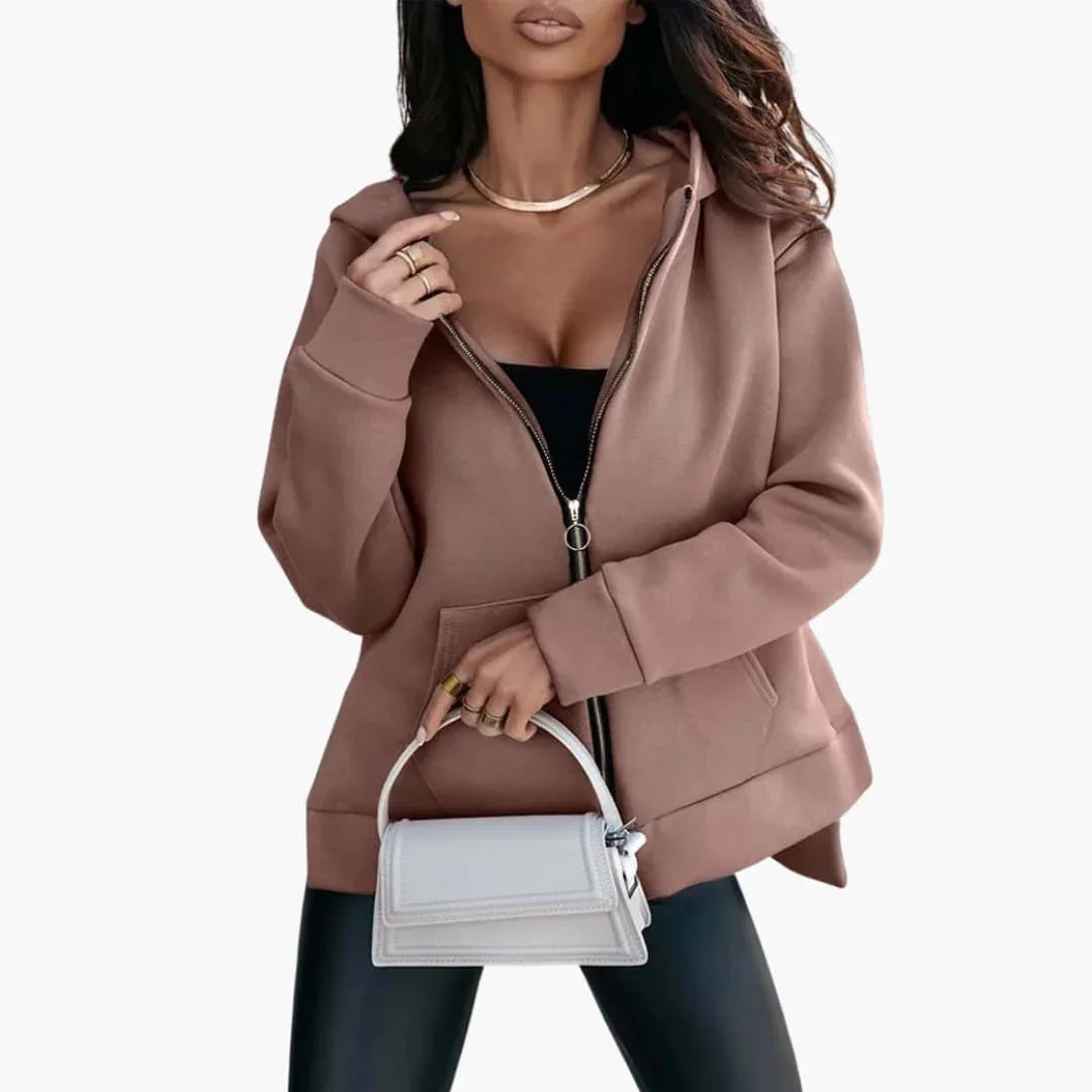 Women's Hoodie with Zipper and Front Pockets
