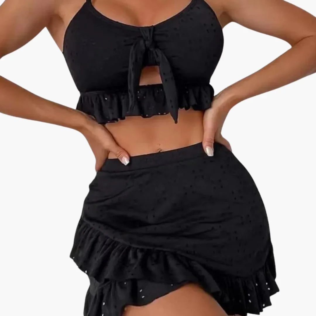 Bikini Set for Women - 3-Piece with Ruffles & High-Waist Design