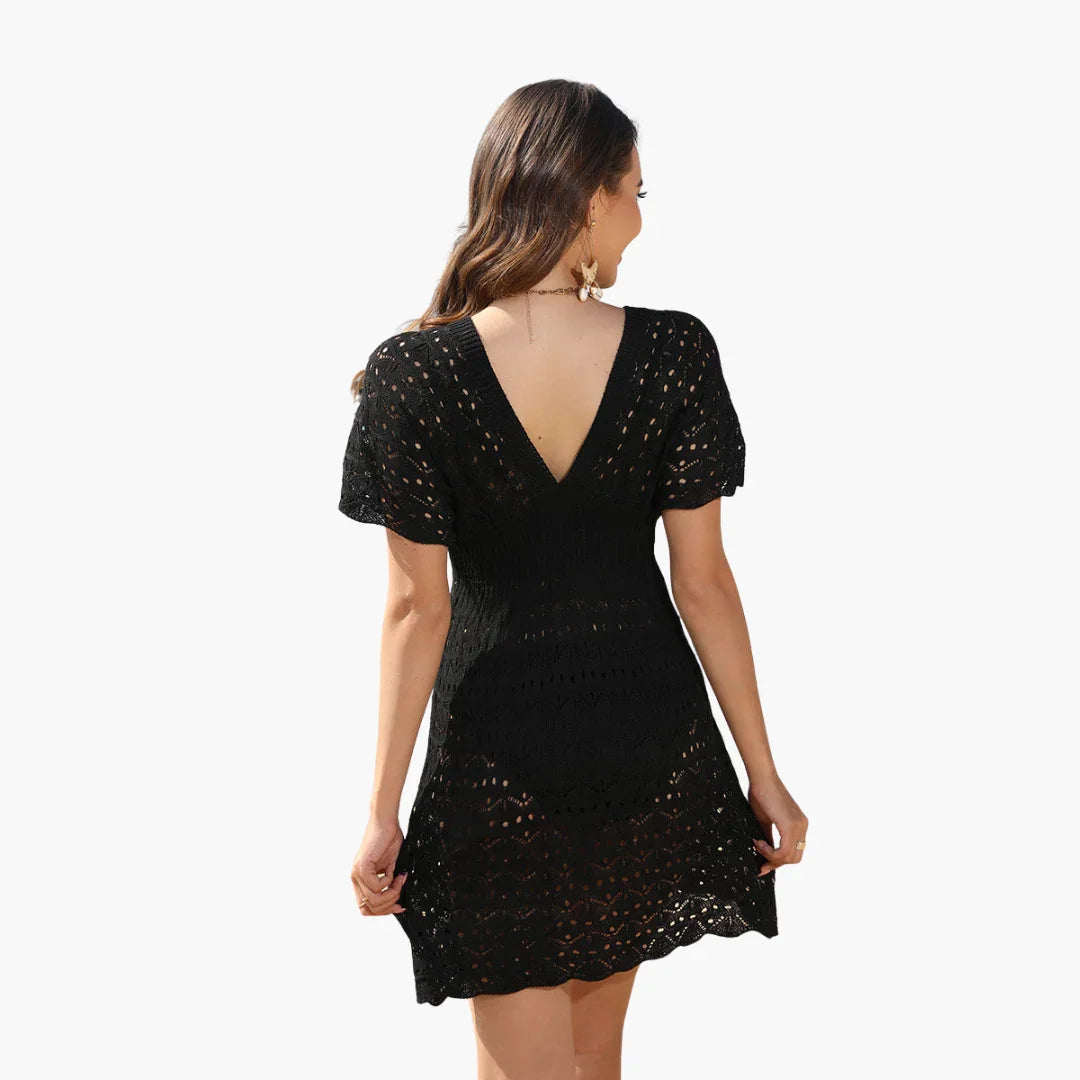 Crochet Beach Dress - Women's Bikini Cover-Up in Boho Style
