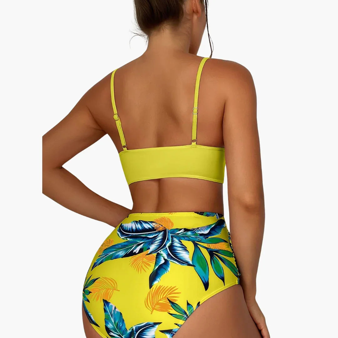 Push Up Bikini - Women's High Waist Two-Piece with Pattern