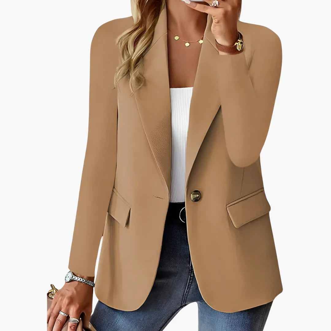 Women's Blazer with Notched Lapel and Front Button