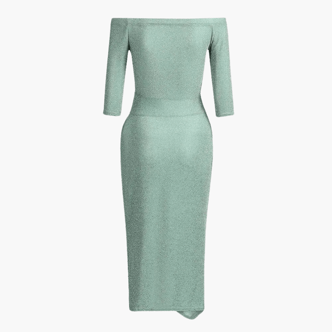 Women's Off-Shoulder Dress with Slit  Elegant Design