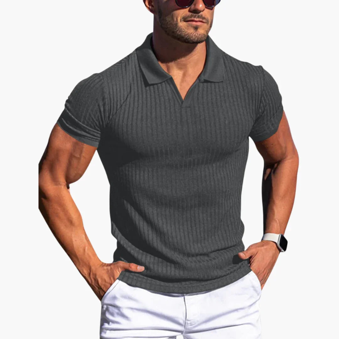 Slim Fit Polo Shirt for Men  Ribbed, Elegant & Comfortable