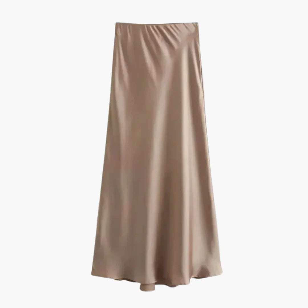 Flowing Satin Midi Skirt for Women