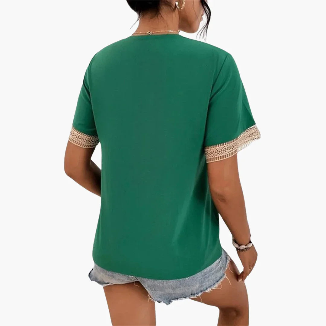 Lace Blouse for Women  Summery V-Neck Blouse with Lace
