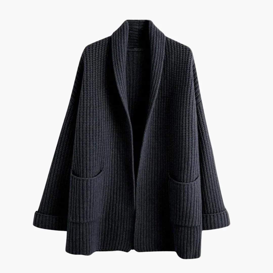 Women's Knit Cardigan with V-Neck and Front Pockets