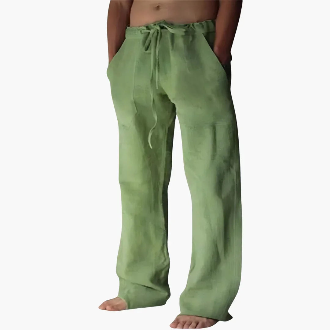 Men's Linen Casual Pants with Drawstring for Summer