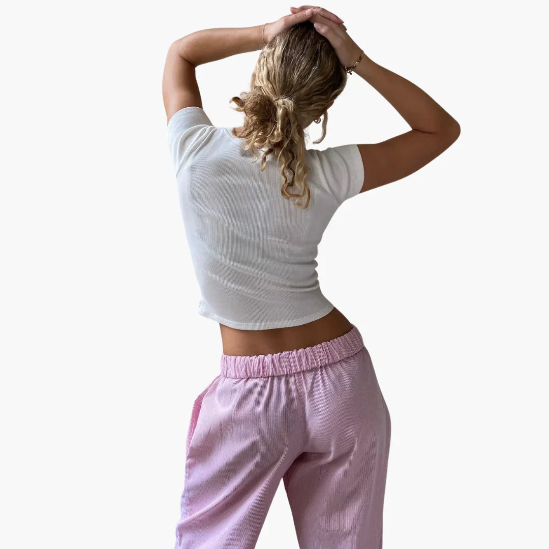 Women's Lounge Pants with Elastic Waist and Wide Leg