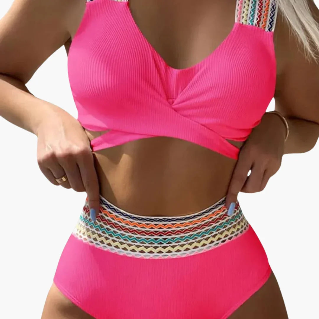 Ribbed High-Waist Bikini - Women's Two-Piece for Summer