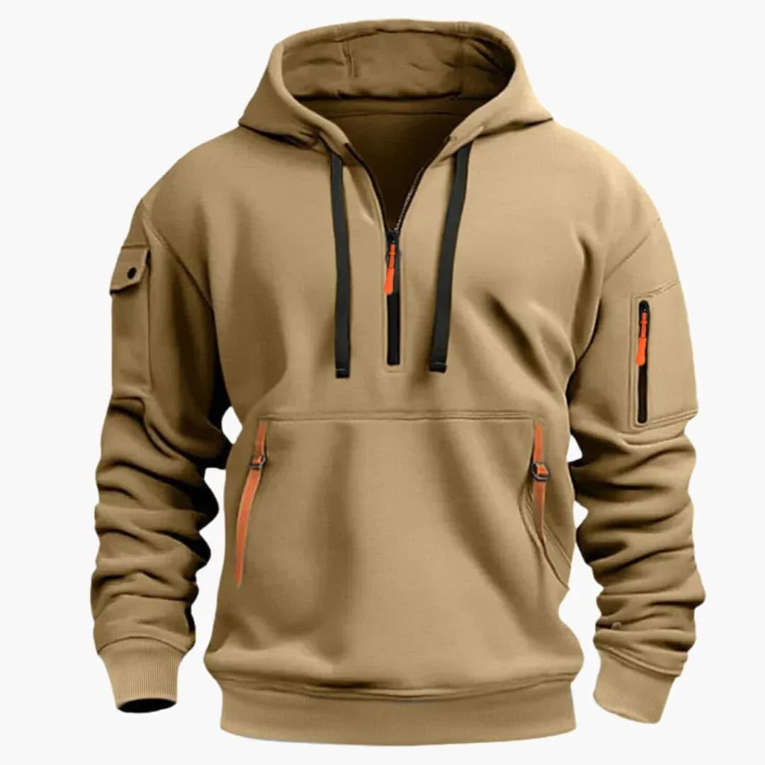 Men's Hoodie with Adjustable Hood and Zipper Pockets