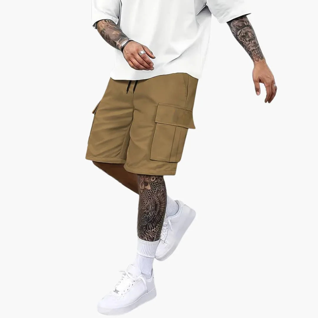 Men's Summer Cargo Shorts with Pockets and Drawstring Waist