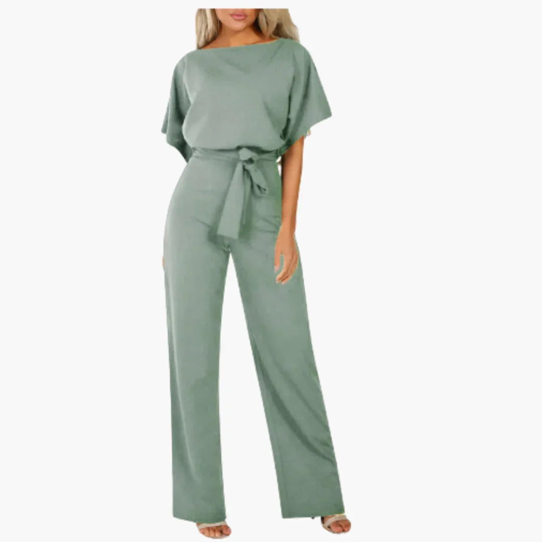 Elegant Jumpsuit with Wide Legs for Women  with Tie Belt