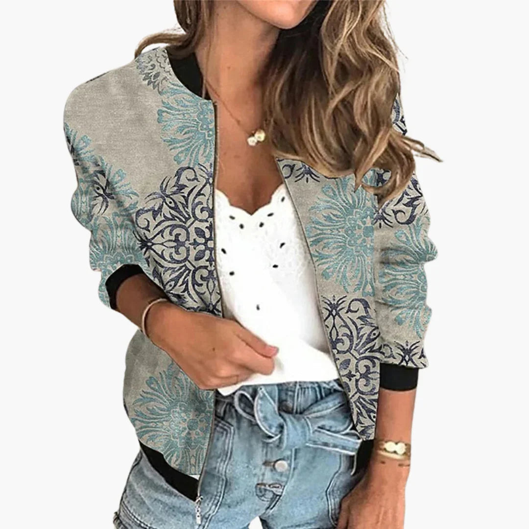 Bomber Jacket for Women - Light & Stylish with Floral Pattern