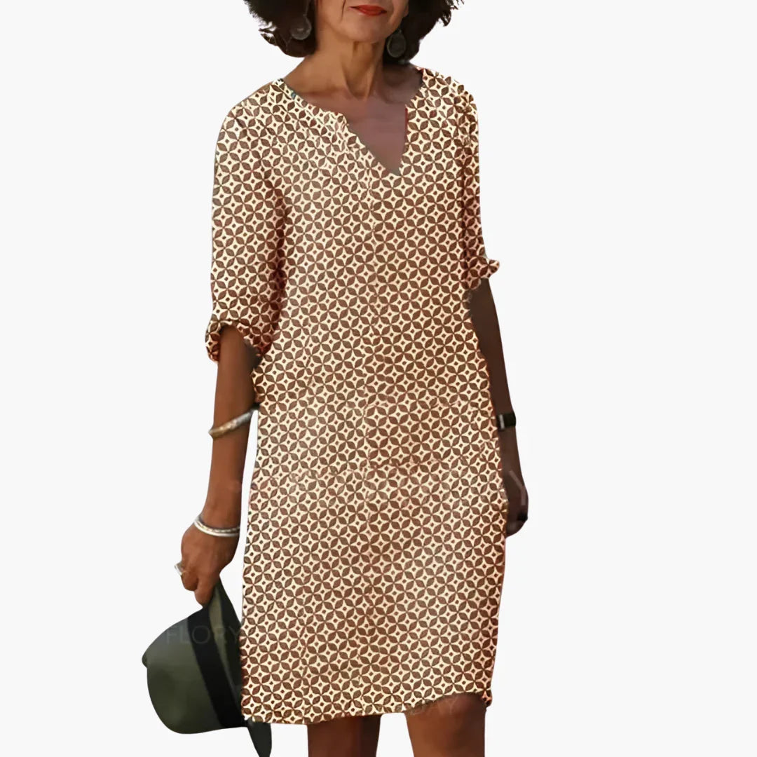 Summer Dress for Women - Lightweight, with V-Neck & Sleeves