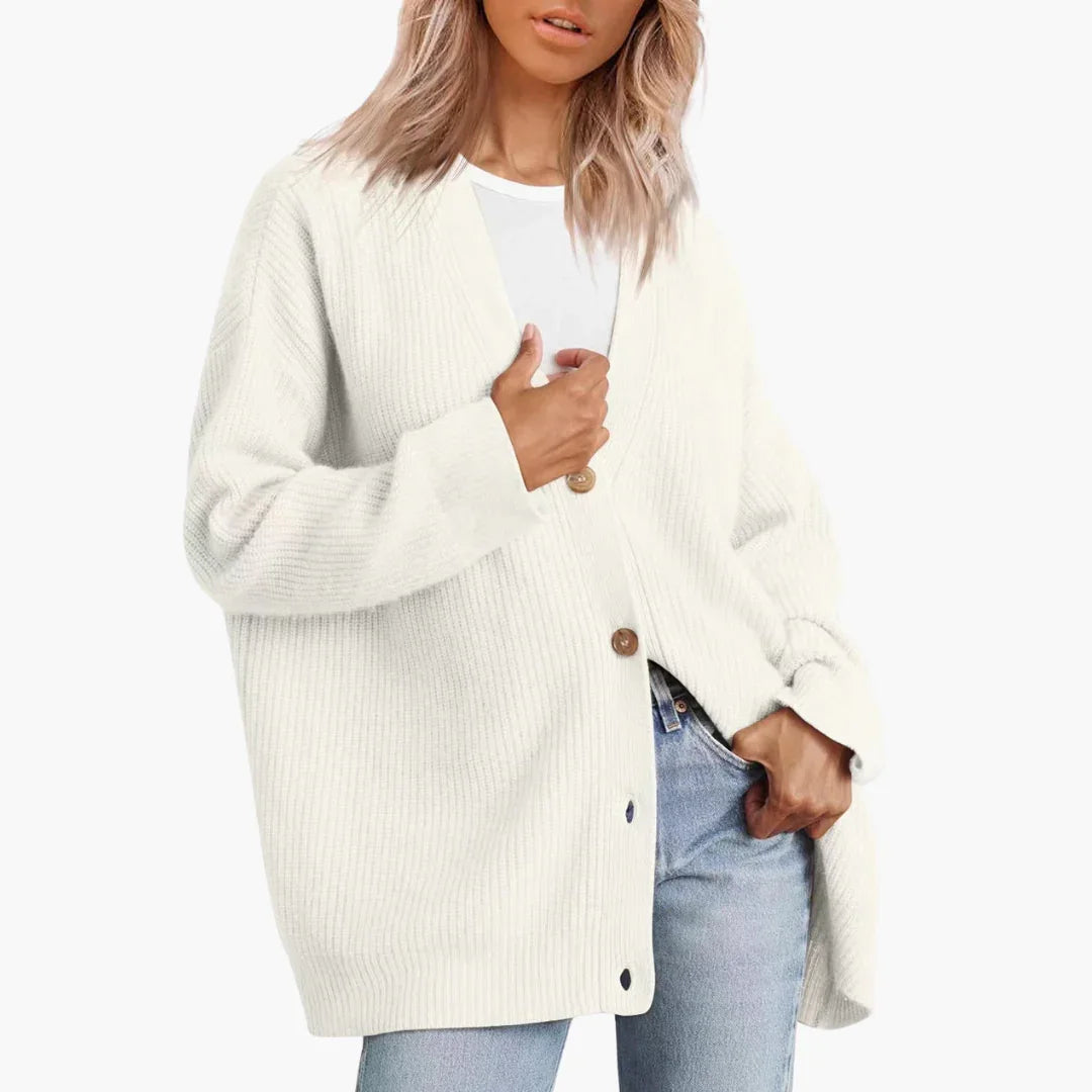 Women's Cardigan with V-Neck and Button Closure