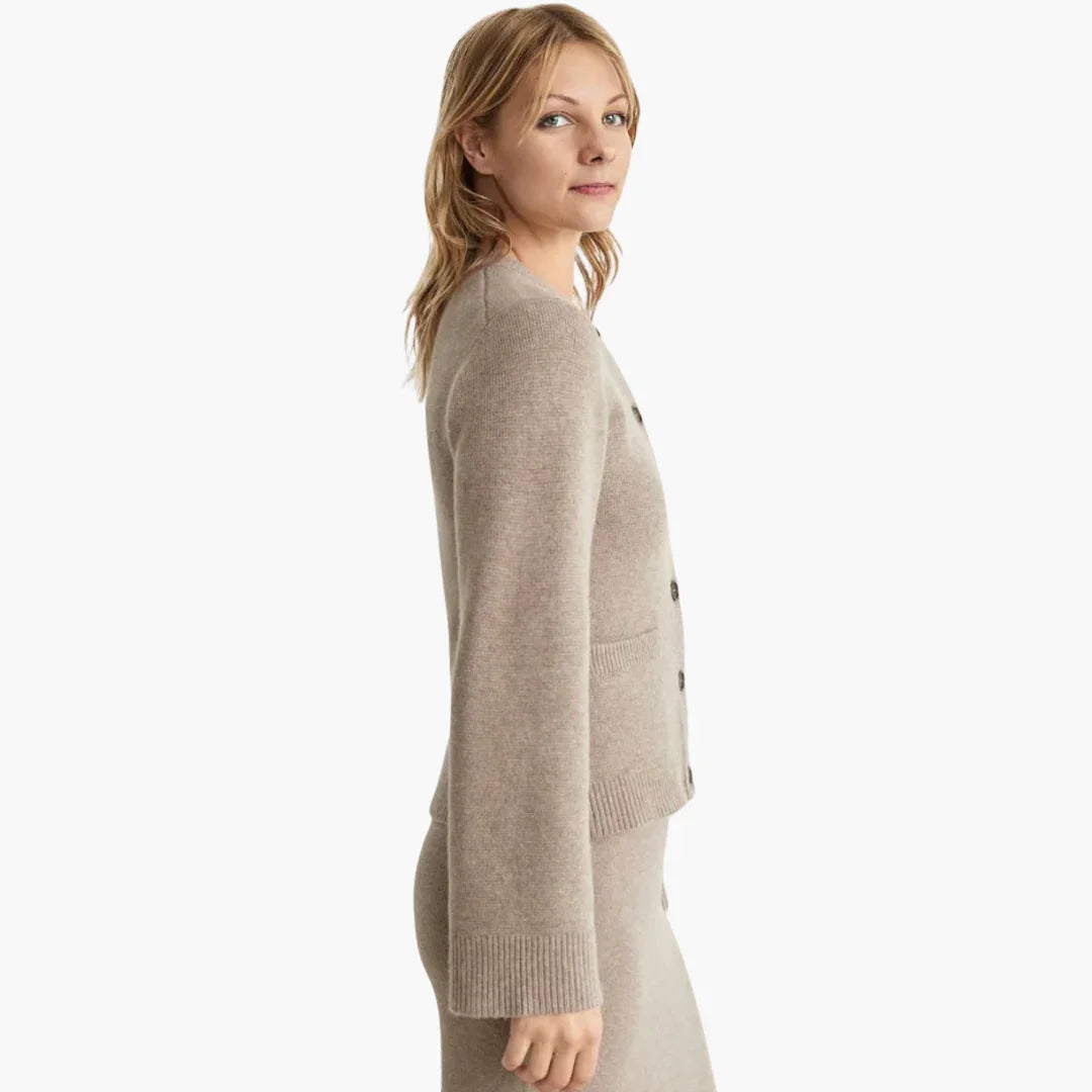 Women's Cardigan with Buttons and Round Neck