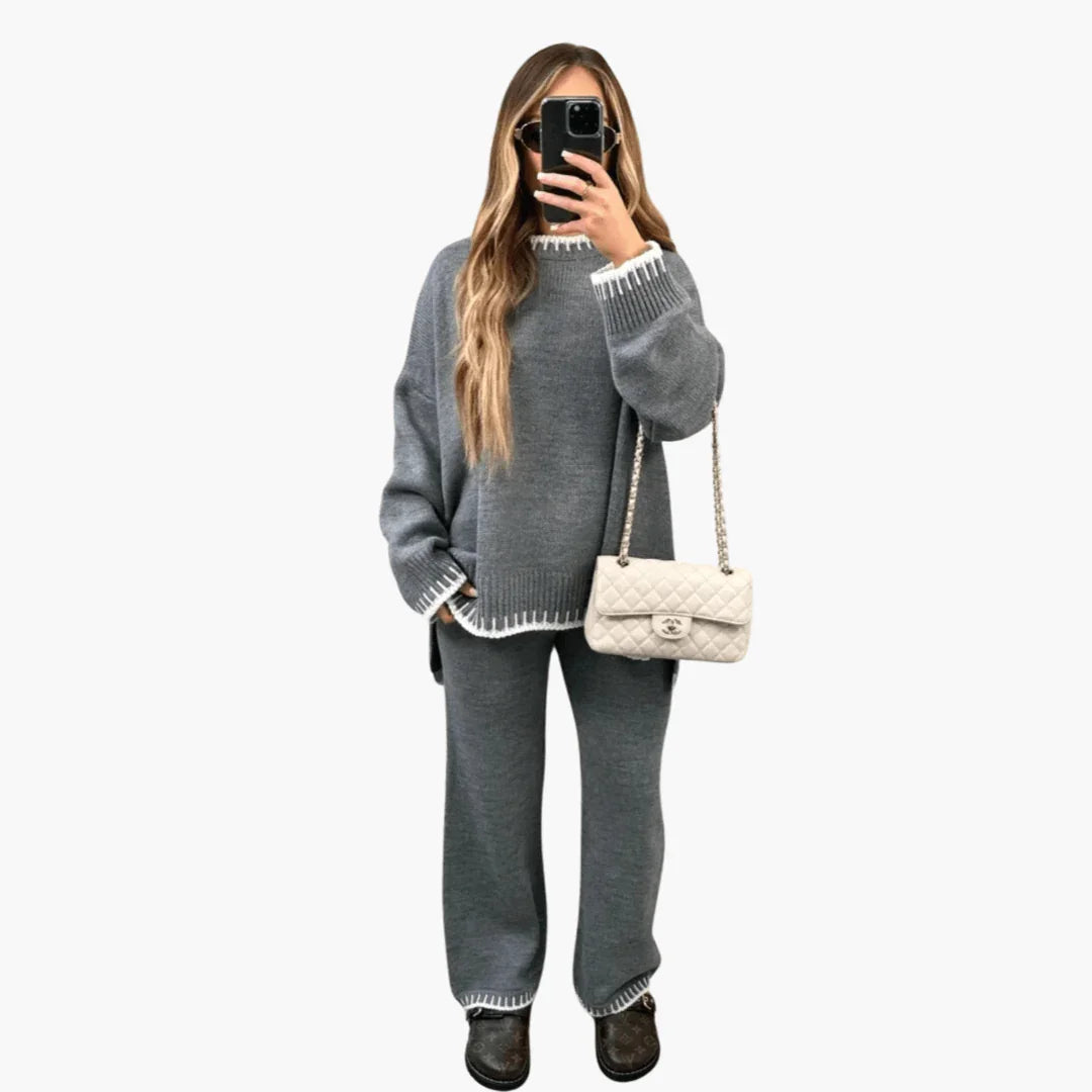 Trendy Lounge Set for Women  Comfortable Knit Top and Pants