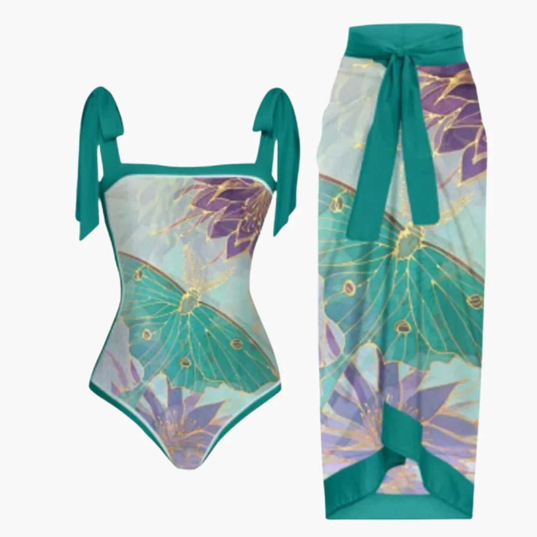 Swimsuit with Cover-Up - Women's One-Piece with Beach Skirt