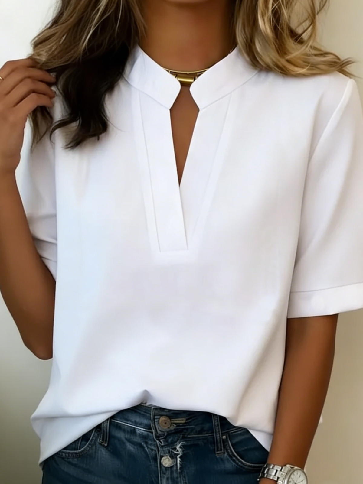 Women's Blouse | V-Neck Short Sleeve