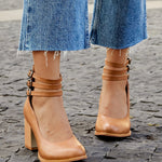 Womens Orthopedic Sandals with Ankle Strap and Block Heel