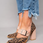 Womens Orthopedic Sandals with Leopard Pattern and Stable Heel