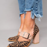 Womens Orthopedic Sandals with Leopard Pattern and Stable Heel
