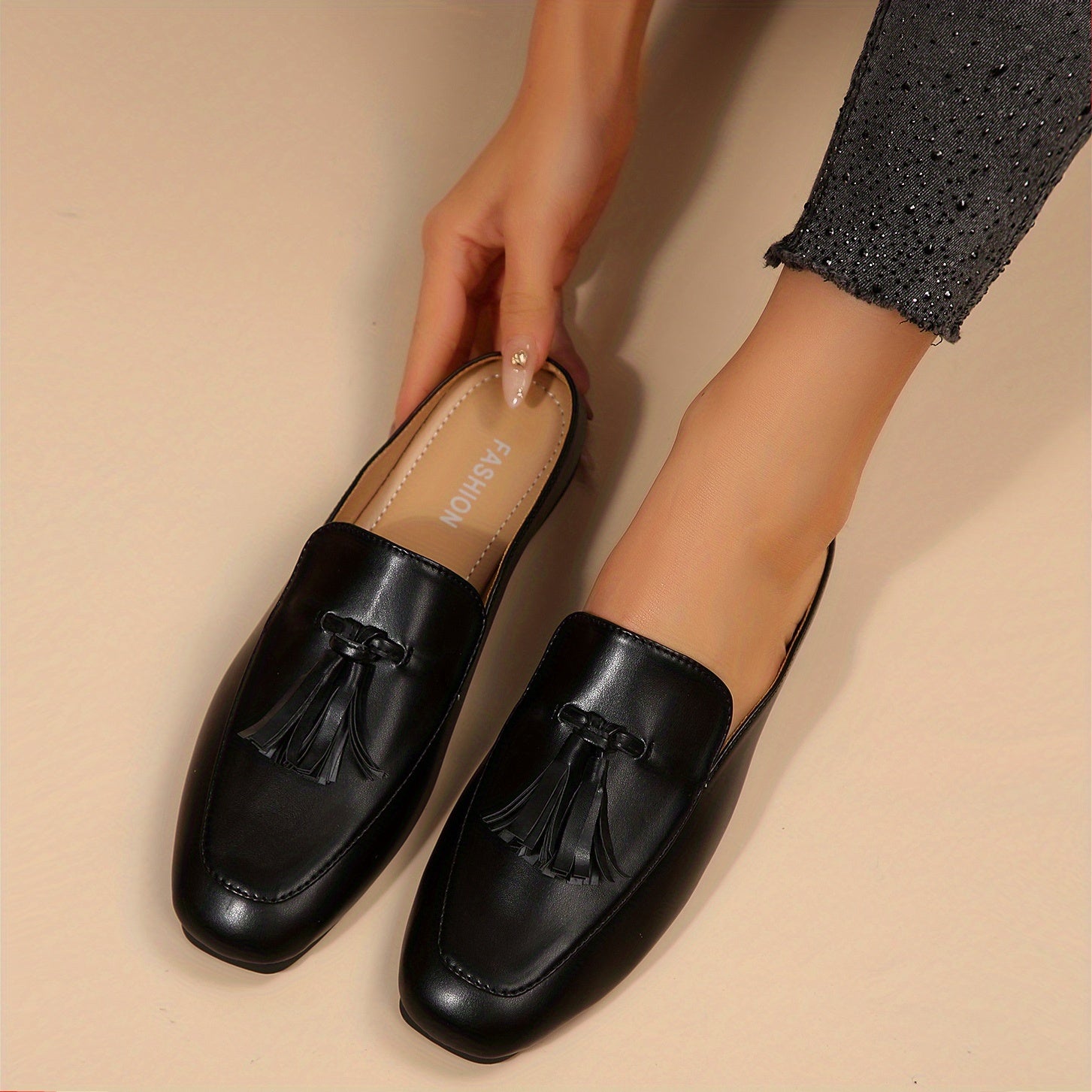 Women's Loafer Shoes with Slip On Design and Plain Toe