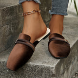Women's Slippers with Square Toe and Slip-On Design
