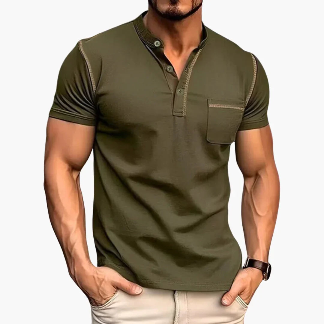 Henley T-Shirt for Men  Short Sleeve with Chest Pocket