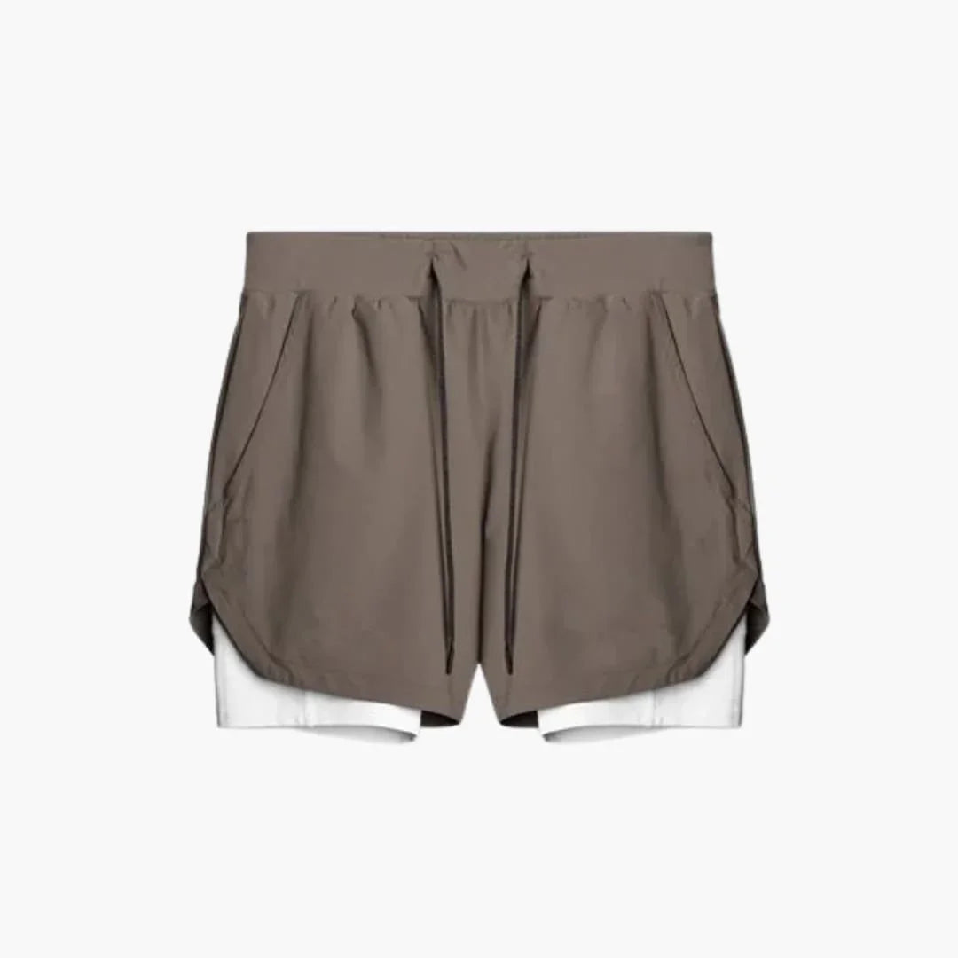 Men's Sports Shorts with Inner Shorts and Elastic Waistband