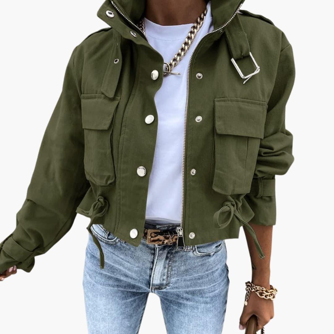 Cropped Transitional Jacket with Pockets for Women