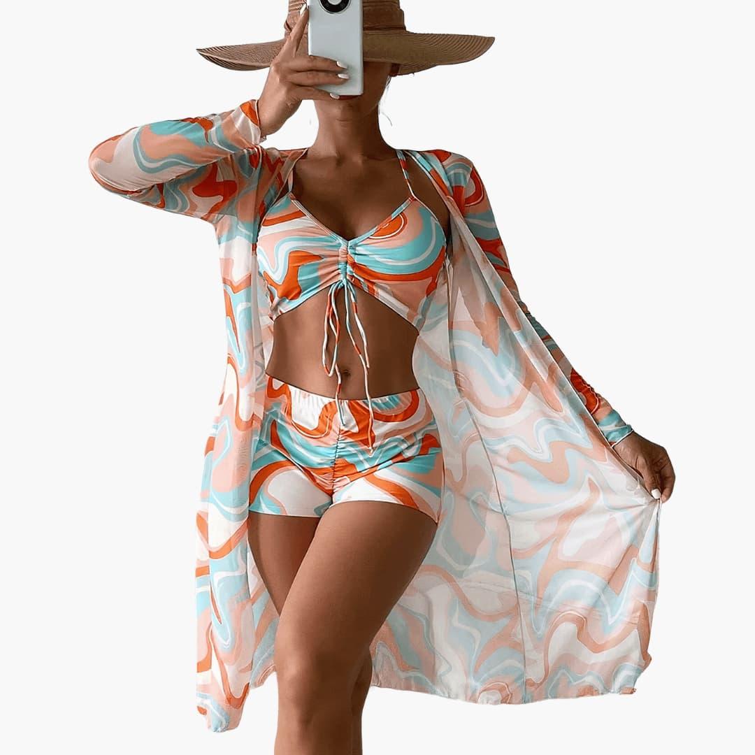 Bavane | 3-Piece Women's Summer Beach Swimwear Set with Long Sleeves