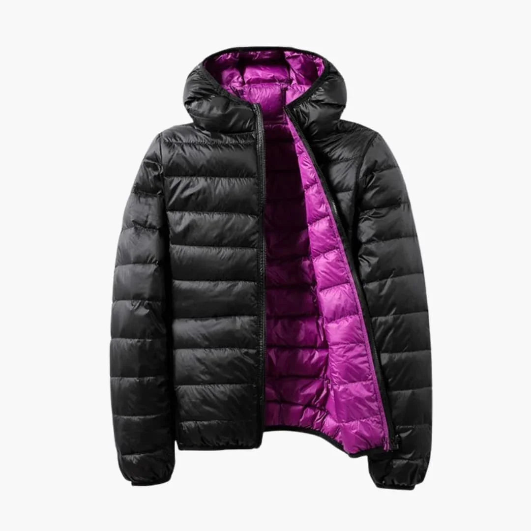Women's Padded Jacket with Hood and Reversible Function