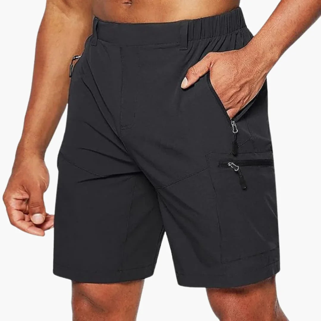 Men's Cargo Shorts with Zipper Pockets and Ripstop Fabric