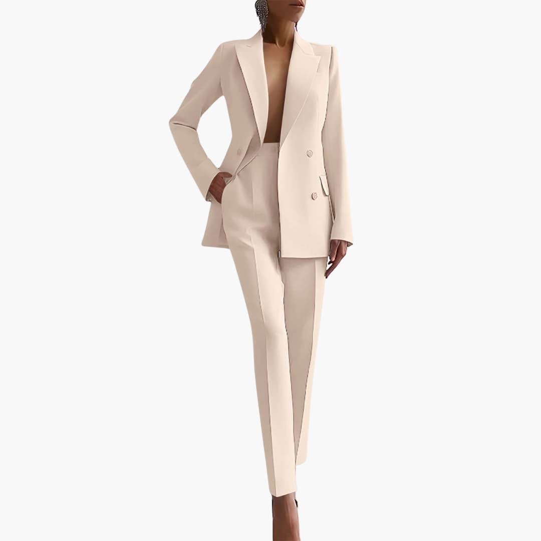Womens Two-Piece Suit with Blazer and Slim-Fit Pants