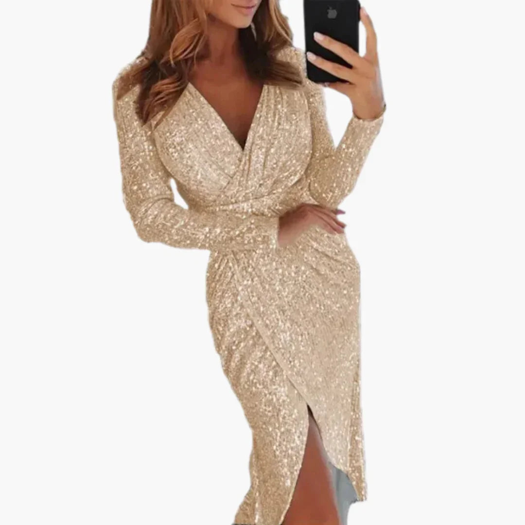 Sequin Dress with Slit for Women  Sparkling & Elegant