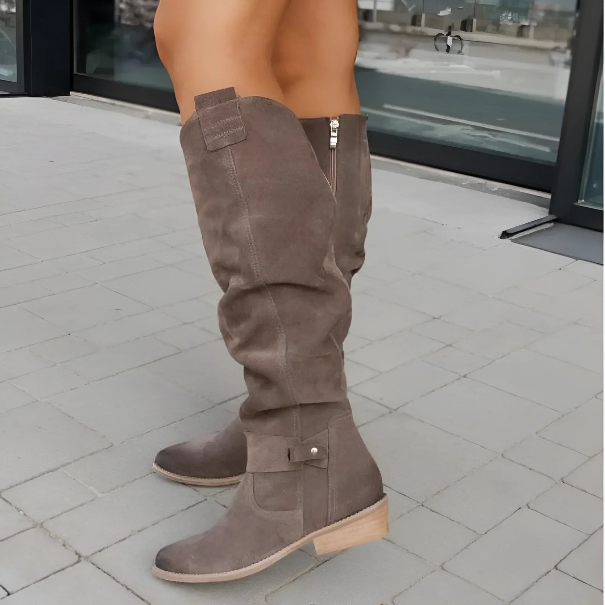 Knee-high Boots for Women | Block Heel Strap Detail
