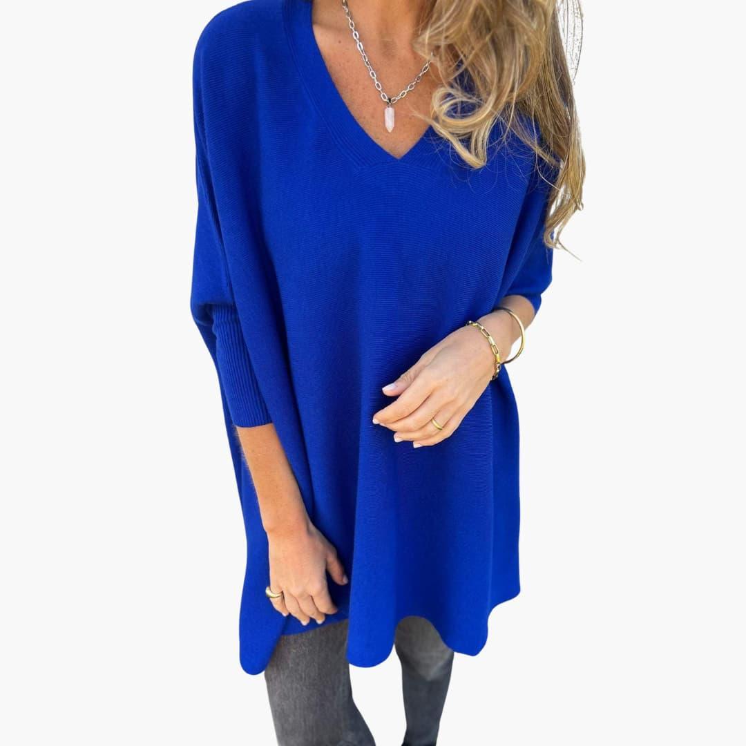 Modern, loose-fitting V-neck sweater for women