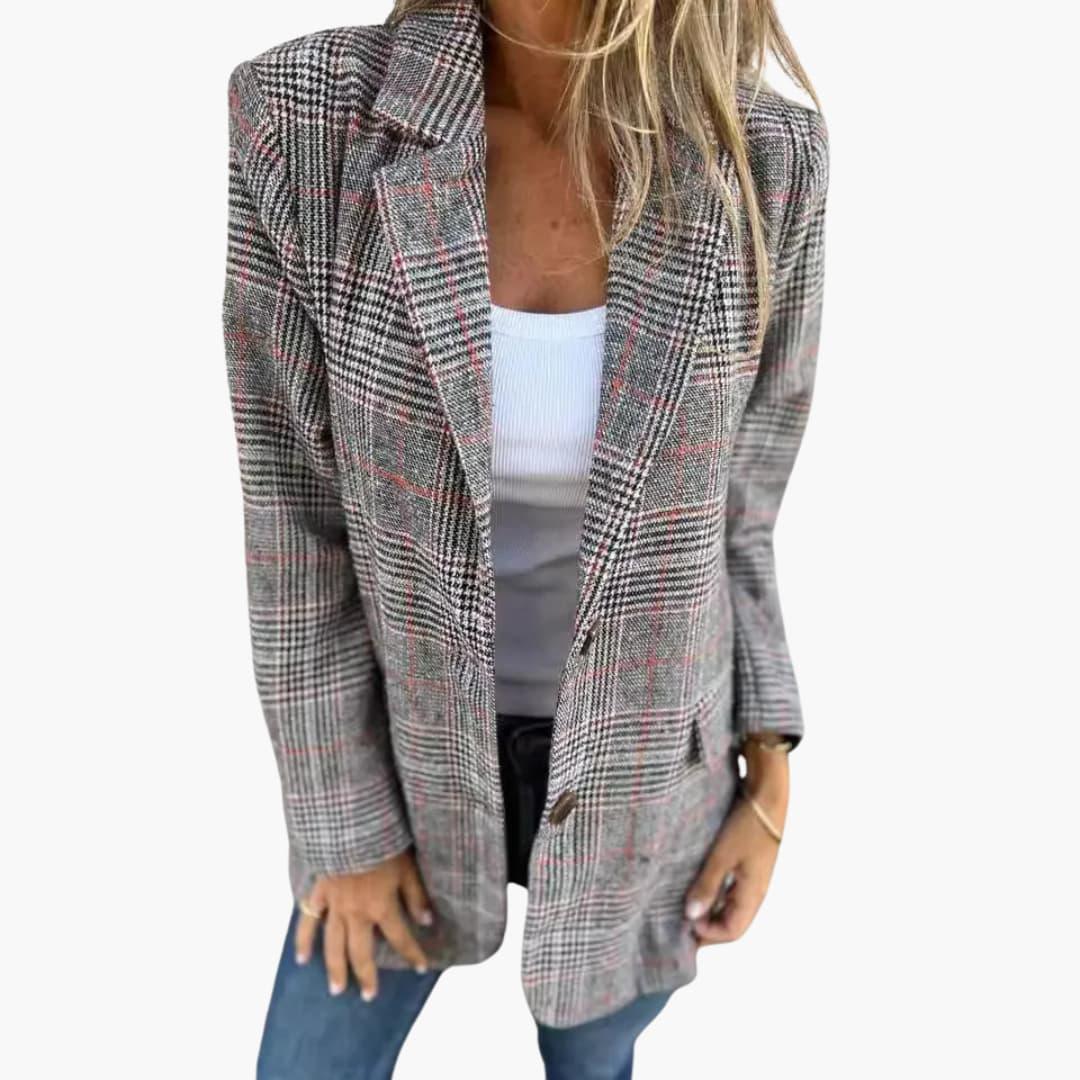 Checked Blazer for Women - Tailored Slim Fit Look