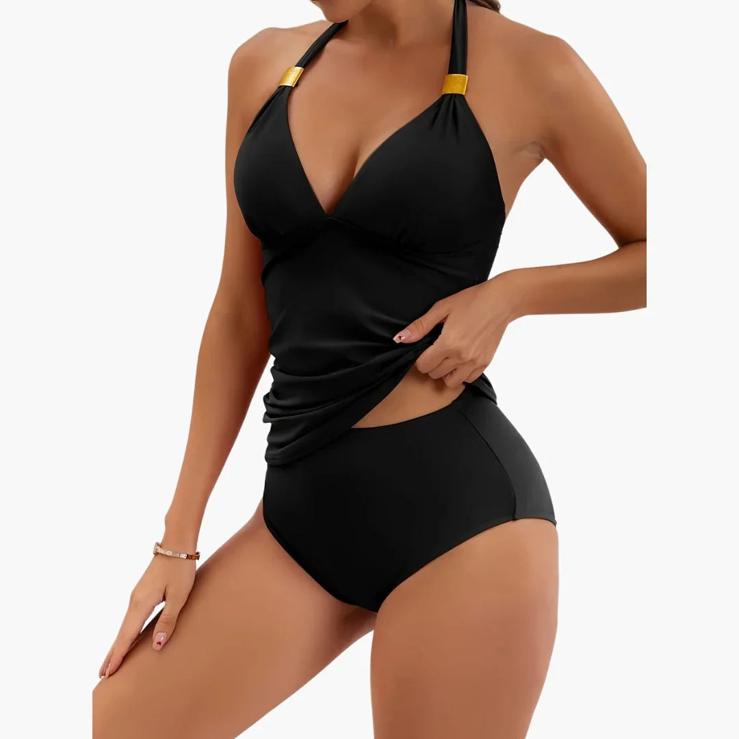 Two-Piece Tankini Set  for Women with Adjustable Straps