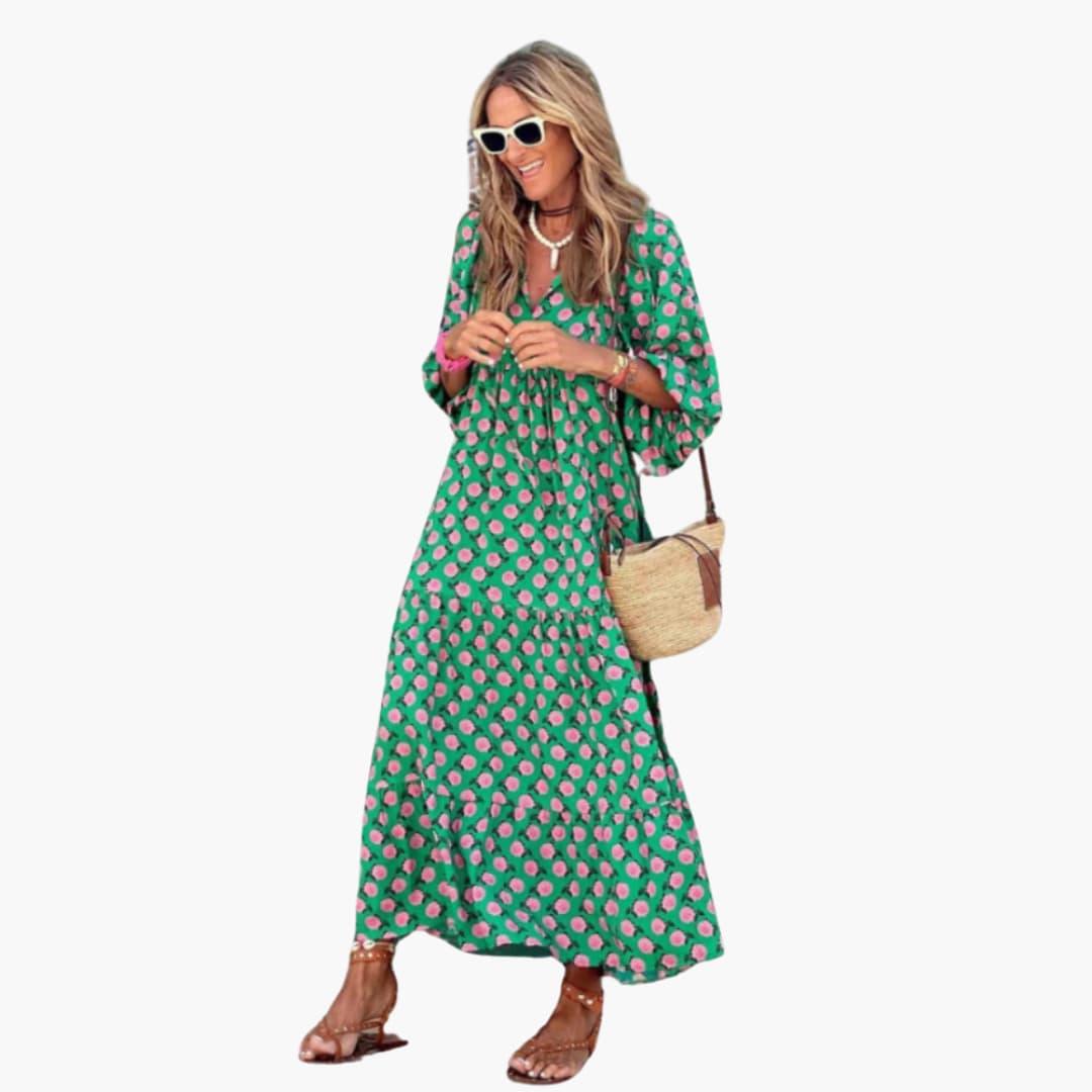 Bavane | Boho Maxi Dress for Women - Floral Pattern & Loose Fit