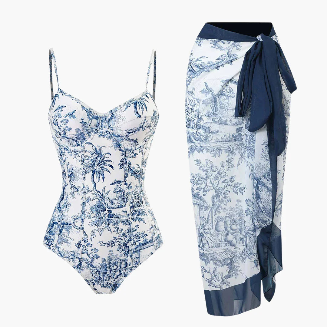 Swimsuit Set - for Women with Pareo and Adjustable Straps